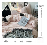 Ins washed cotton solid color four - piece suit can sleep naked in student dormitory 4 three - piece quilt cover - Julia M LifeStyles