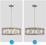 American Industrial Circular Chandelier with Retro Iron Art and Wood Grain - Julia M LifeStyles