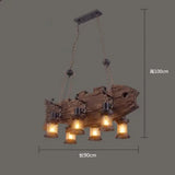 American Retro Industrial Style Chandelier Glass Solid Wood Iron Restaurant Bar Coffee Shop Boat Wood Decoration Pendent Lamp - Julia M LifeStyles