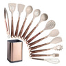 Silicone Kitchen Utensils Set - Heat Resistant, Non - stick, Rose Gold Plated Handles - Julia M LifeStyles