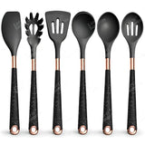 Silicone Kitchen Utensils Set - Heat Resistant, Non-stick, Rose Gold Plated Handles - Julia M LifeStyles