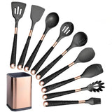 Silicone Kitchen Utensils Set - Heat Resistant, Non-stick, Rose Gold Plated Handles - Julia M LifeStyles