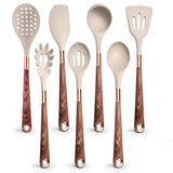 Silicone Kitchen Utensils Set - Heat Resistant, Non-stick, Rose Gold Plated Handles - Julia M LifeStyles