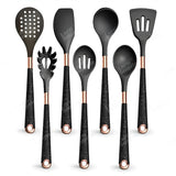 Silicone Kitchen Utensils Set - Heat Resistant, Non-stick, Rose Gold Plated Handles - Julia M LifeStyles