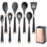 Silicone Kitchen Utensils Set - Heat Resistant, Non-stick, Rose Gold Plated Handles - Julia M LifeStyles