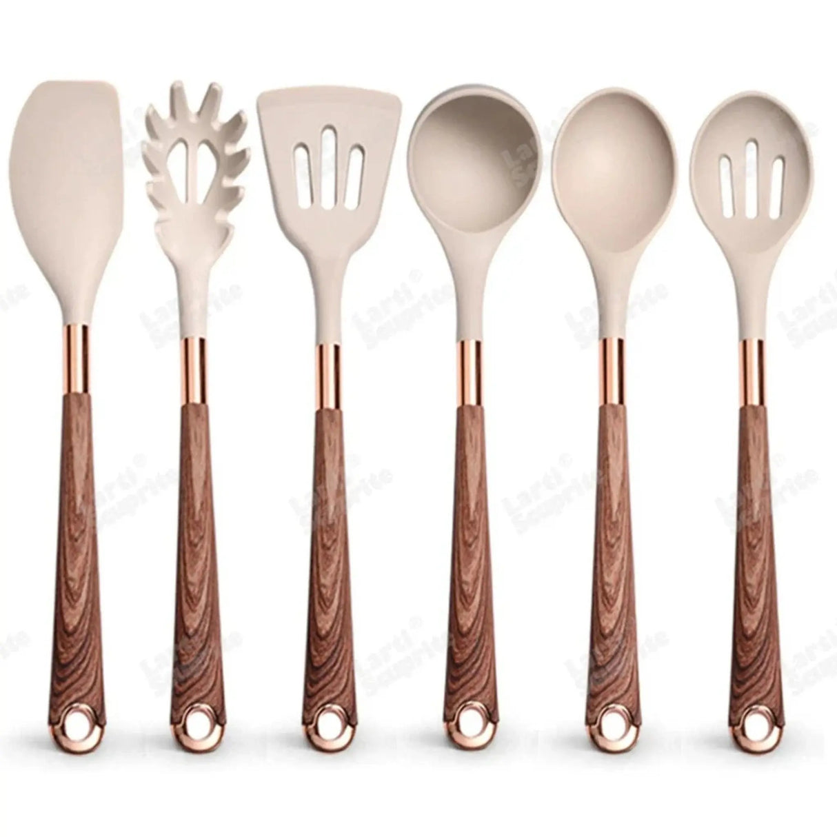 Silicone Kitchen Utensils Set - Heat Resistant, Non-stick, Rose Gold Plated Handles - Julia M LifeStyles