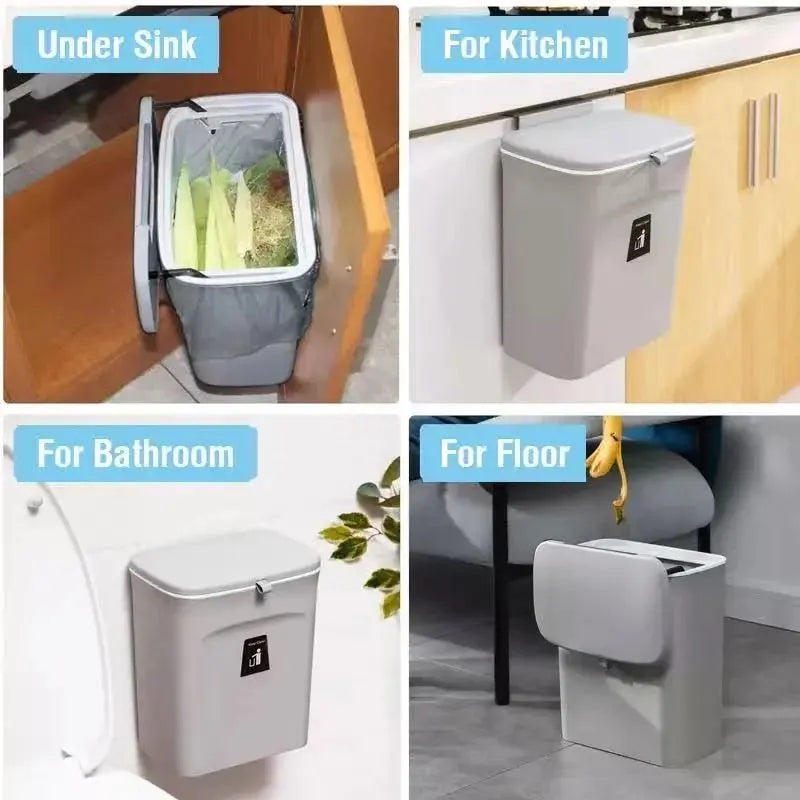 Space-Saving Wall-Mounted Kitchen Trash Bin Kitchen Trash Can Julia M Home & Kitchen   
