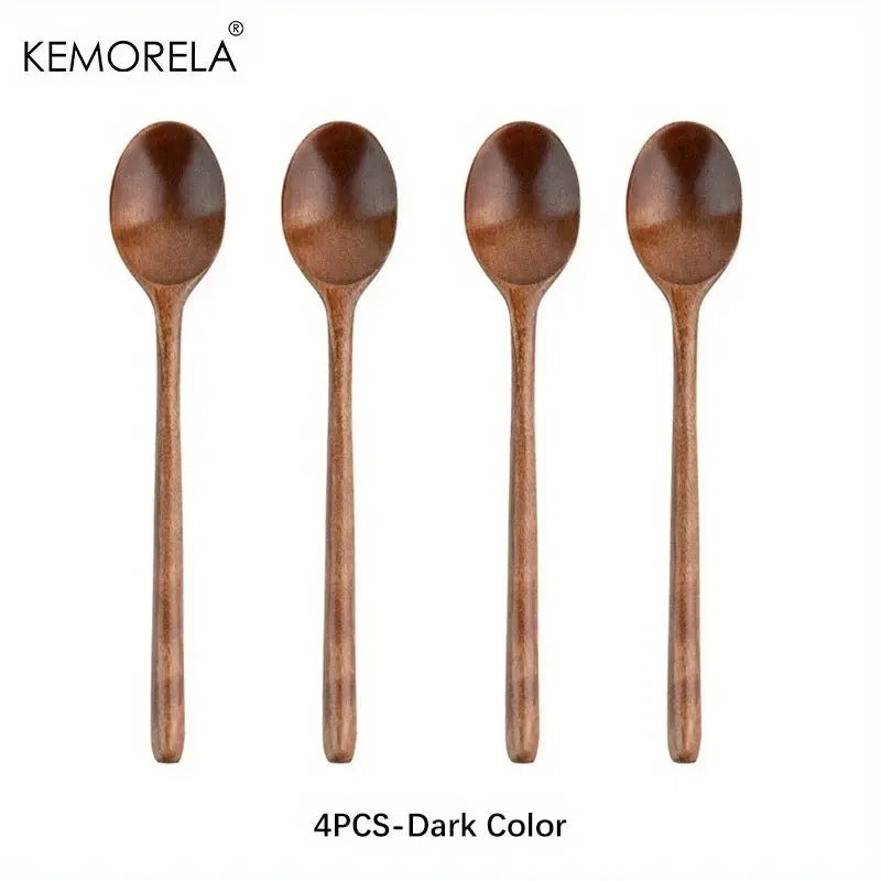 4PCS Korean Style Wooden Soup Tableware 🥄 - Julia M LifeStyles