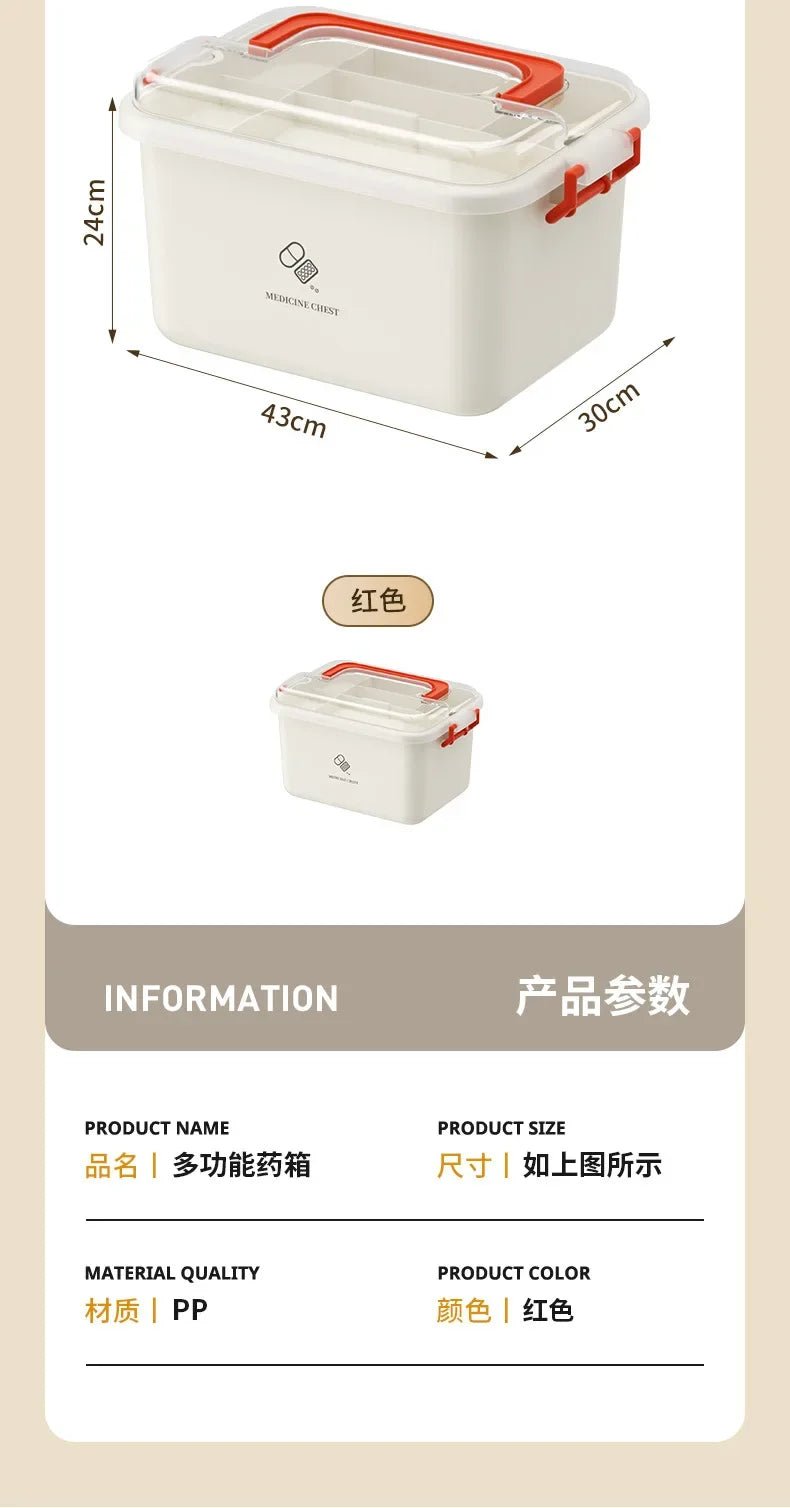 Large Capacity Medicine Box Portable Home First Aid Medical Kit Family Emergency Medicine Box with Multi-layer Drug Storage Case - Julia M LifeStyles