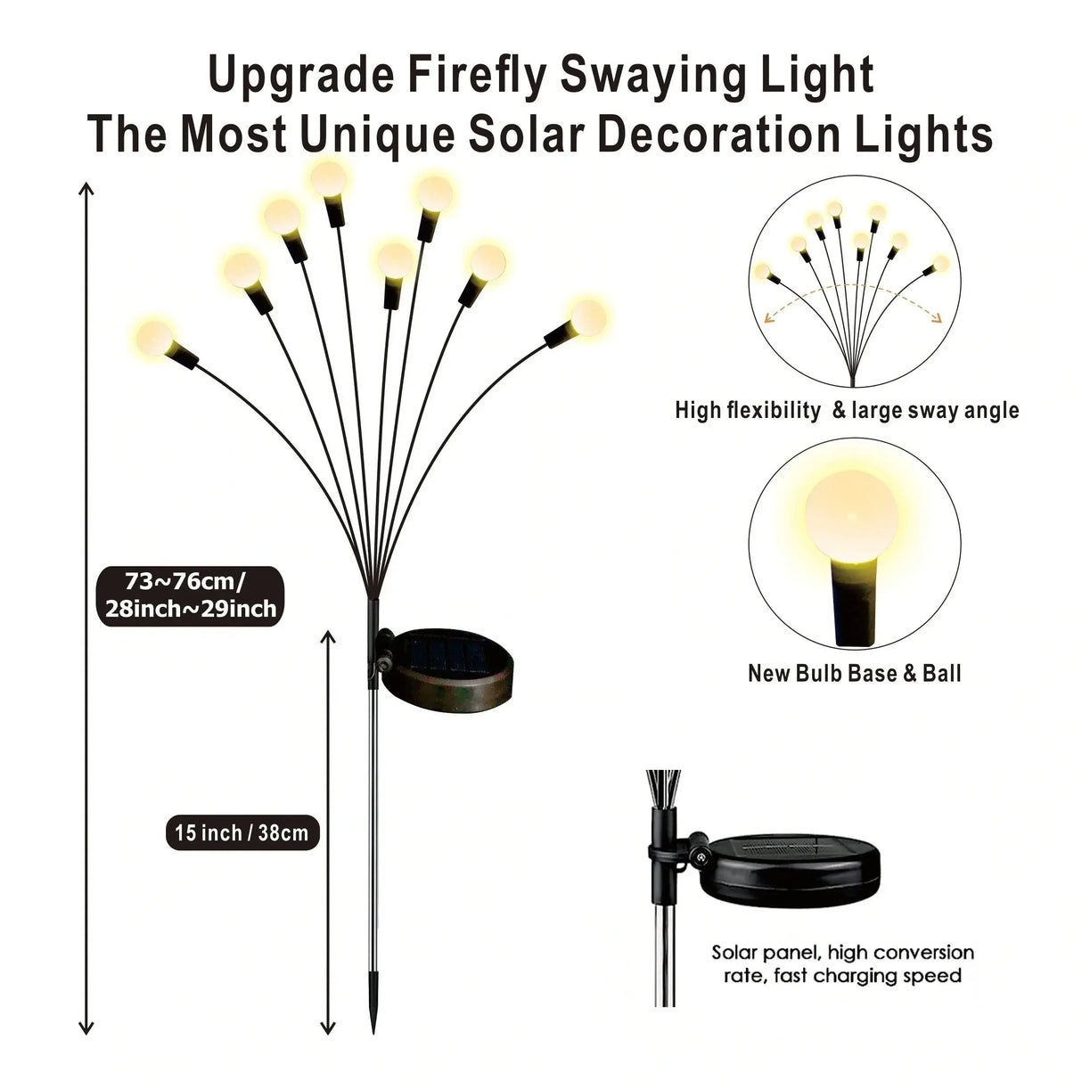 8 LED Solar Firefly Garden Lights - 4 Pack for Festive Outdoor Decor - Julia M LifeStyles
