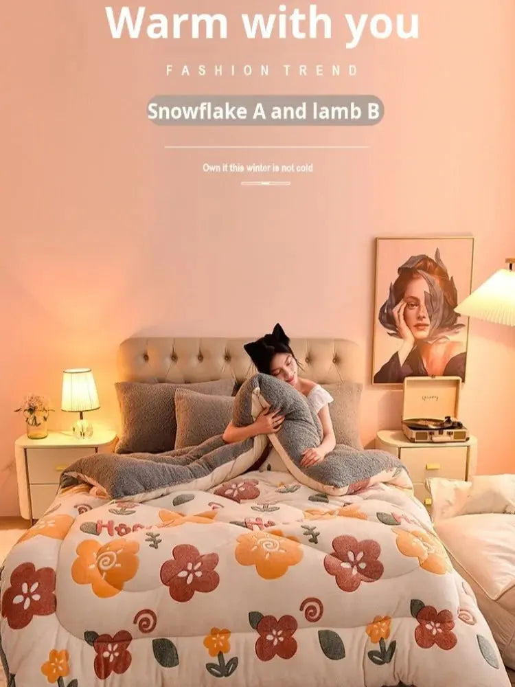 Household Milk Double-sided Velvet Lamb Wool Winter Blanket Warm Double-sided Velvet Core - Julia M LifeStyles