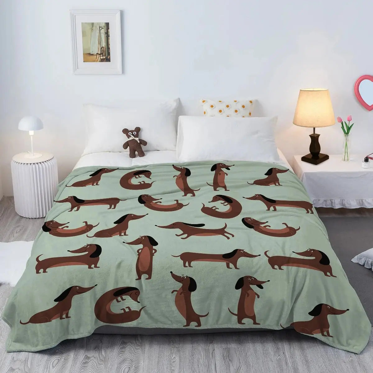 The Dachshund Pose Blanket Printed Throw Blanket Plush Fluffy Flannel Fleece Blanket Soft Throws for Sofa Couch and Bed - Julia M LifeStyles