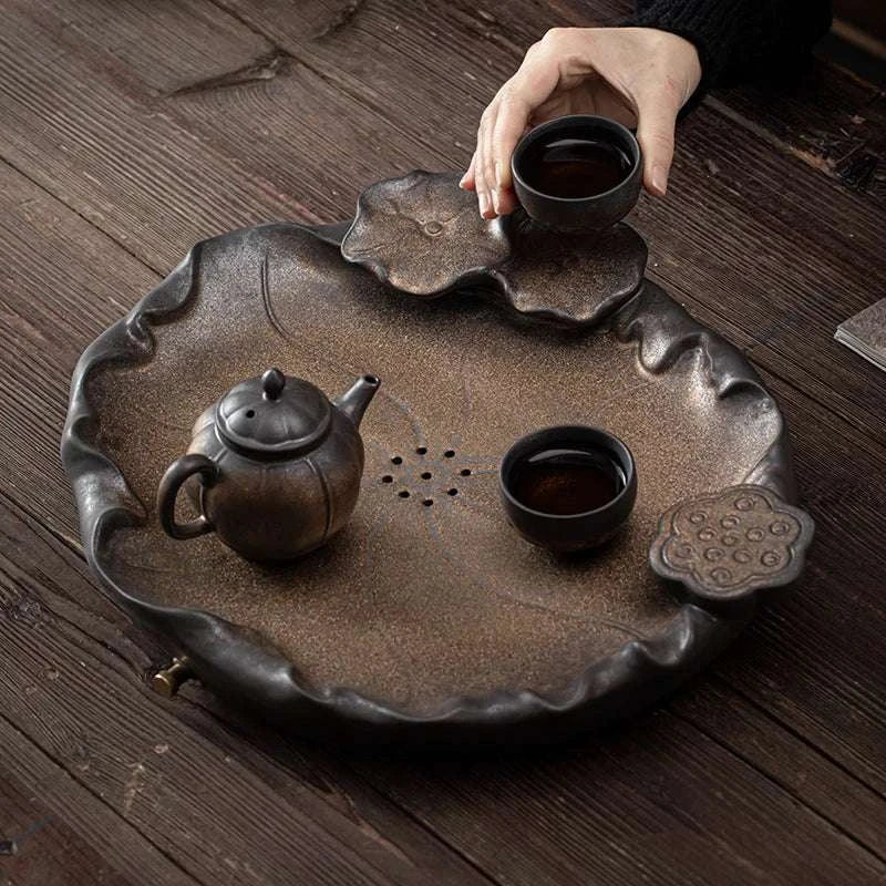 Gilt Lotus Tea Set & Tray 🍵 - Julia M LifeStyles