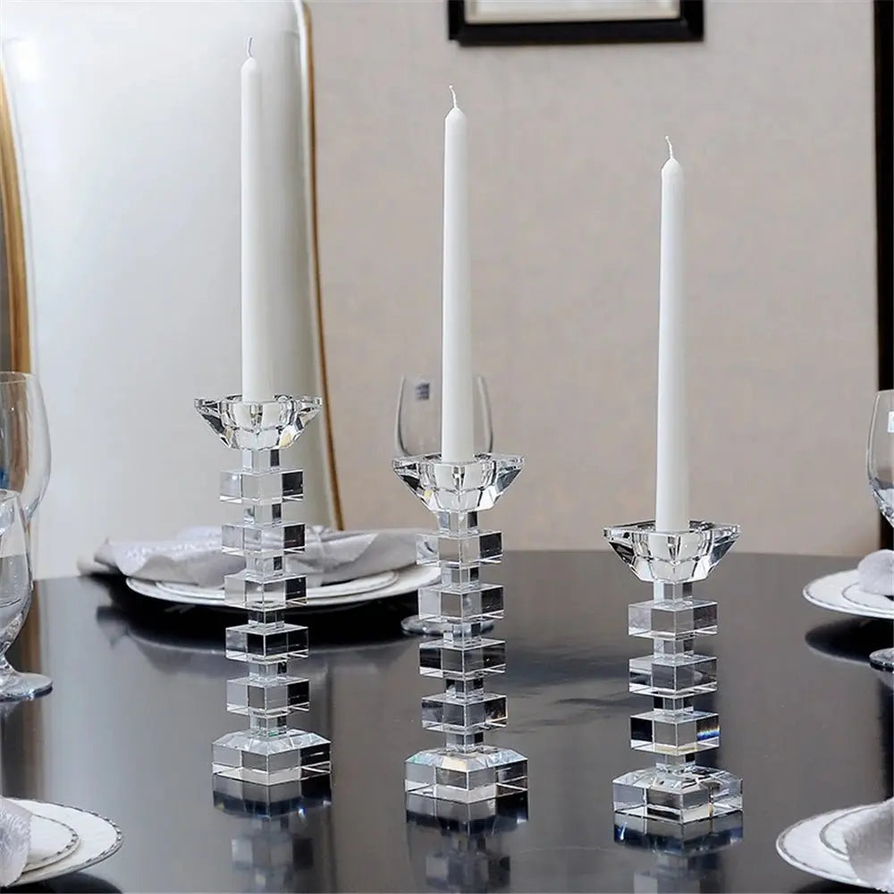 Elegant Crystal Glass Candle Holders for Romantic Weddings and Home Decor - Julia M LifeStyles