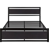 Full Size Bed Frame with Modern Wooden Headboard & Metal Platform Frame - Julia M LifeStyles
