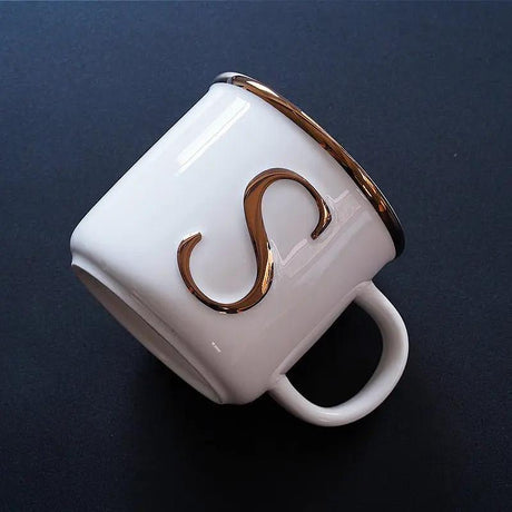 Scandinavian Gold Ceramic Mug with 3D Letters - Julia M LifeStyles