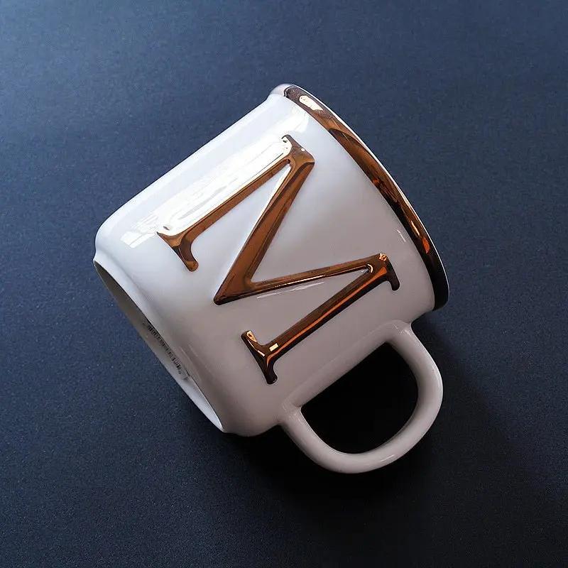 Scandinavian Gold Ceramic Mug with 3D Letters - Julia M LifeStyles