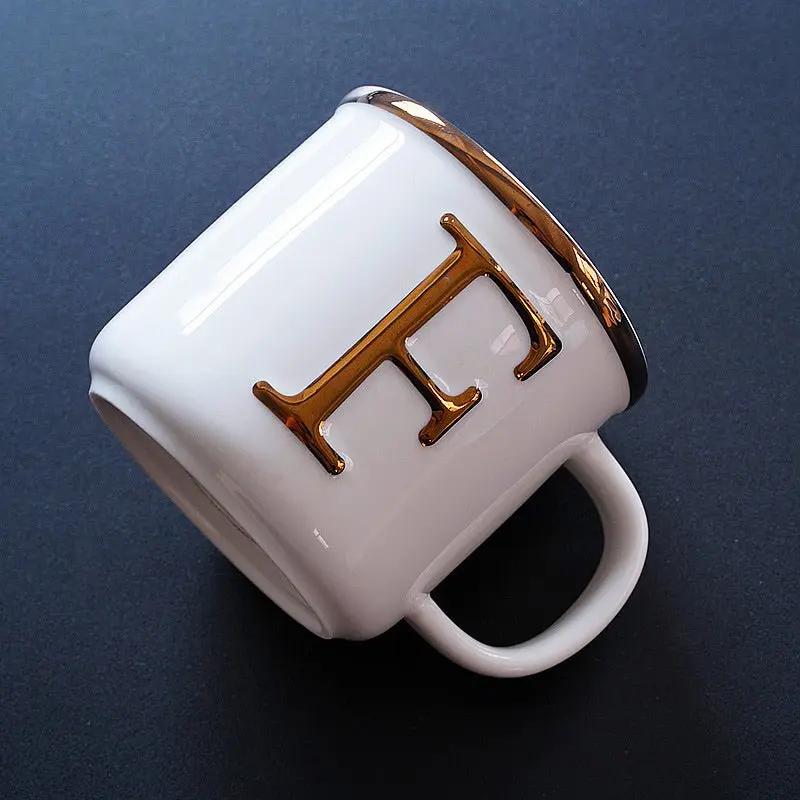 Scandinavian Gold Ceramic Mug with 3D Letters - Julia M LifeStyles