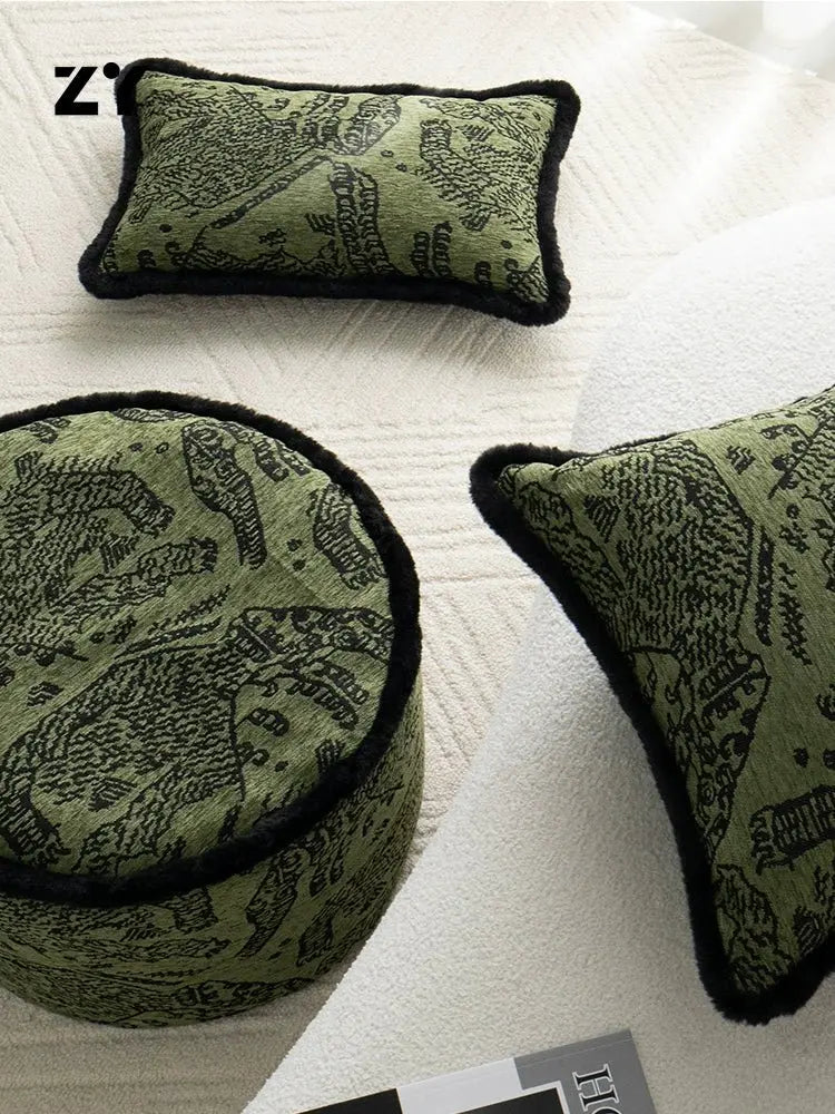 Retro Green Unique Tiger Pattern Living Room Accessible Luxury Sofa - Julia M LifeStyles