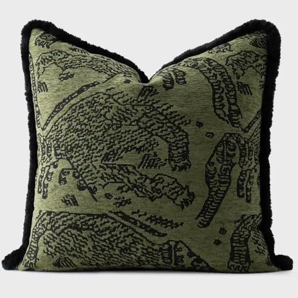 Retro Green Unique Tiger Pattern Living Room Accessible Luxury Sofa - Julia M LifeStyles