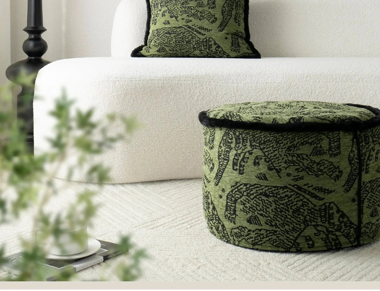 Retro Green Unique Tiger Pattern Living Room Accessible Luxury Sofa - Julia M LifeStyles