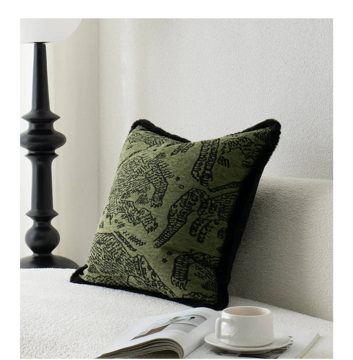 Retro Green Unique Tiger Pattern Living Room Accessible Luxury Sofa - Julia M LifeStyles