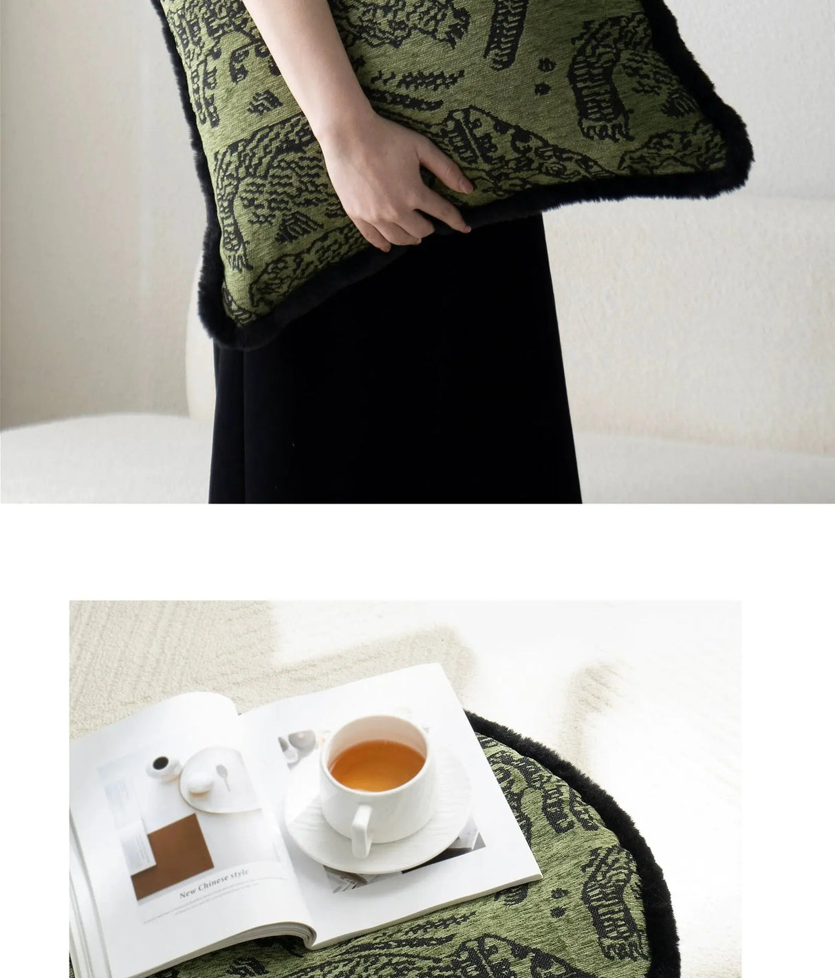 Ottimo Retro Green Unique Tiger Pattern Living Room Accessible Luxury Sofa - Julia M LifeStyles