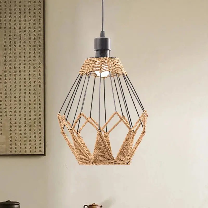Rustic Rattan Pendant Lampshade for Cozy Lighting 🏡 - Julia M LifeStyles