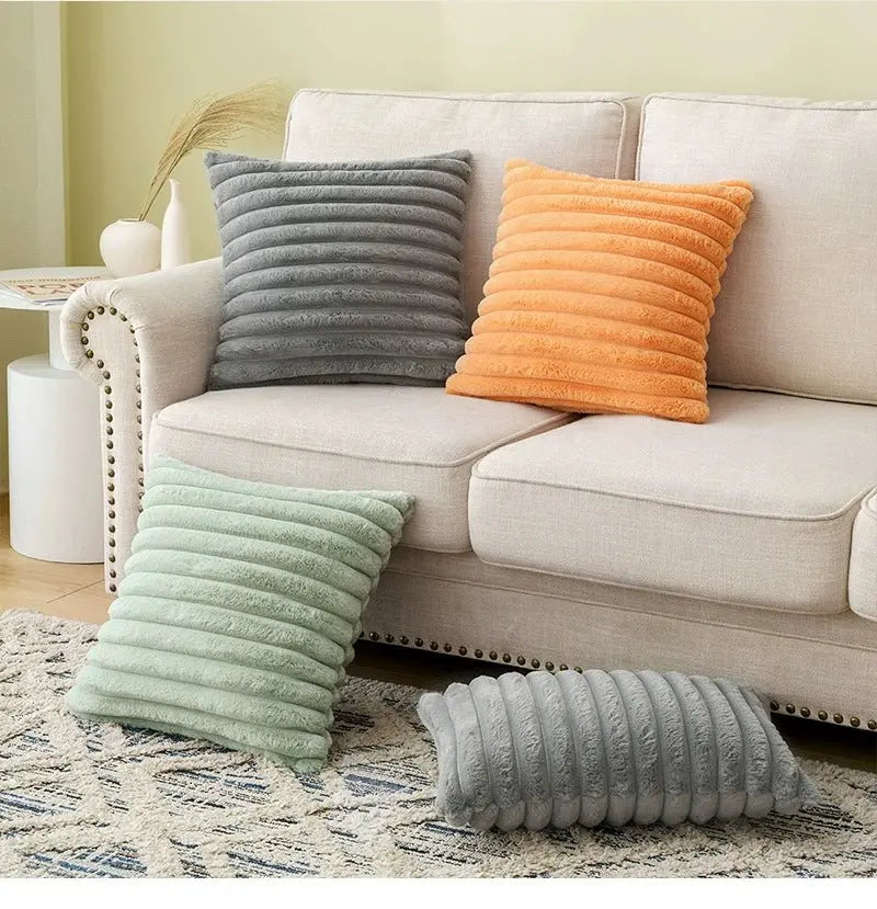 Short Plush Cloth Soft Pillow Sofa Living Room Pillow Car Model Room Soft Back Cushion Pillowcase without Core - Julia M LifeStyles