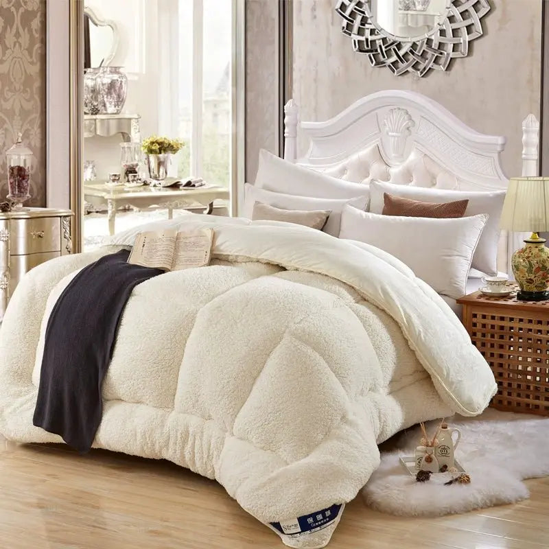 Thick Lambskin Warmth Retention Material Double Bed Winter Quilt - Julia M LifeStyles