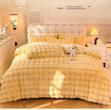 Rabbit Milk Fiber Four-Piece Set Winter Thicken Thermal Double-Sided with Velvet Flange Coral Fleece Bed Sheet Quilt Cover Three-Piece Set - Julia M LifeStyles