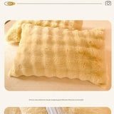 Rabbit Milk Fiber Four - Piece Set Winter Thicken Thermal Double - Sided with Velvet Flange Coral Fleece Bed Sheet Quilt Cover Three - Piece Set - Julia M LifeStyles