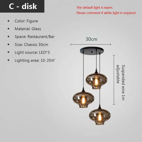 Retro Glass Pendant Light - Julia M LifeStyles