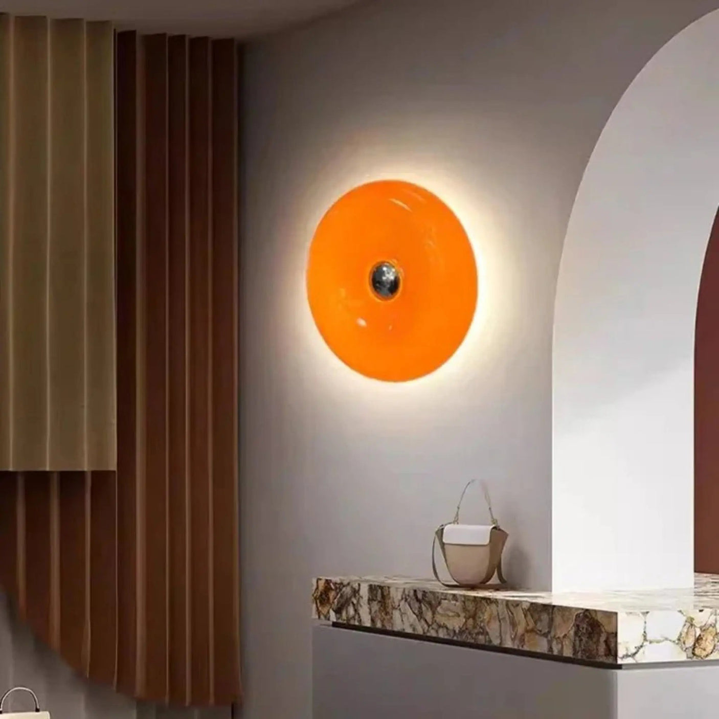 Julia M Lifestyles Retro Glass Wall Lamp 🍊 - Modern Orange LED Fixture - Julia M LifeStyles