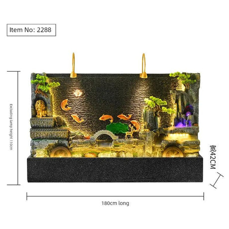 Courtyard Rockery Double - Sided Water Curtain Wall Fish Tank Water Screen Living Room Decoration Company Hotel Fortune Fengshui Wheel Landscape - Julia M LifeStyles