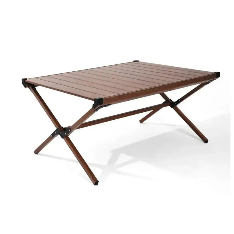 Dark Brown Mahogany Roll-Top Folding Camping Table - Julia M LifeStyles