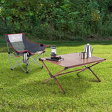 Dark Brown Mahogany Roll-Top Folding Camping Table - Julia M LifeStyles