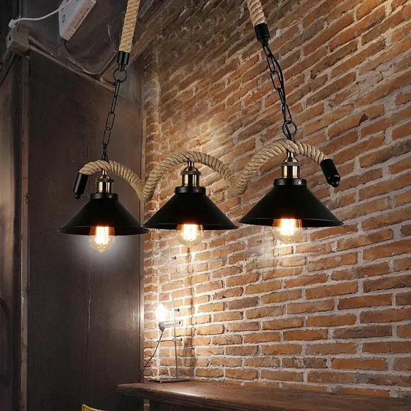 Industrial Rustic Pendant Light with Hanging Rope for Living and Dining Room - Julia M LifeStyles
