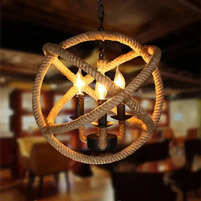 Industrial Rustic Pendant Light with Hanging Rope for Living and Dining Room - Julia M LifeStyles