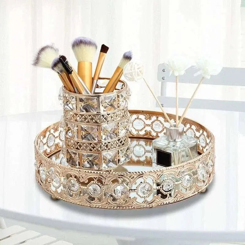 Vintage Hollow-carved Glass Mirror Tray - Keep Your Sundries Organized in Style - Elevate Any Setting - Julia M LifeStyles