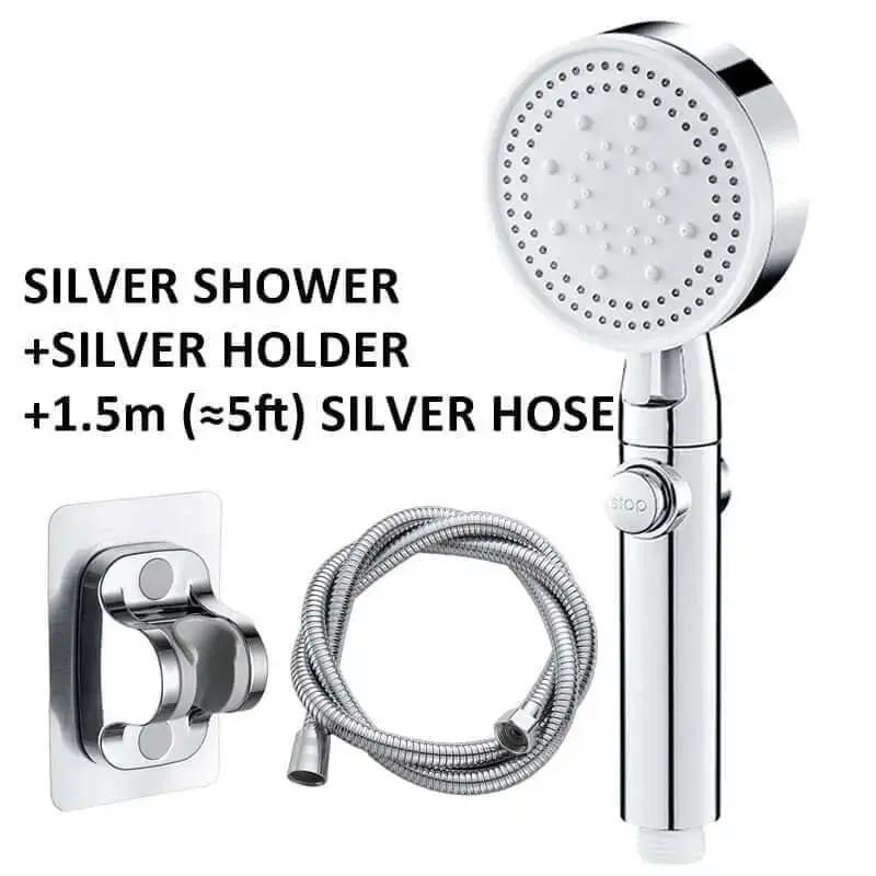 Shower Head Water Saving Black 5 Mode Adjustable High Pressure Shower - One-key Stop Water Massage - Julia M LifeStyles