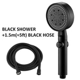 Shower Head Water Saving Black 5 Mode Adjustable High Pressure Shower - One-key Stop Water Massage - Julia M LifeStyles