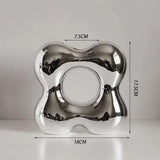 Silver plating Ceramic Vase Nordic home decoration Flower shape Vases for flowers Living room TV cabinet table decor florero - Julia M LifeStyles