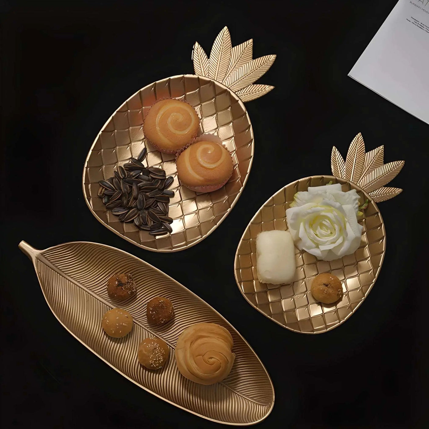Golden Pineapple Leaf Serving Tray - Versatile Nordic Decor Organizer - Julia M LifeStyles