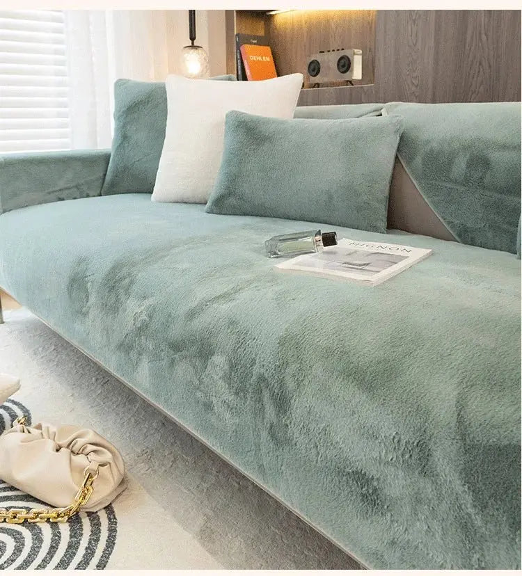 Modern Solid Colour Plush Anti-Slip Sofa Cover - Julia M LifeStyles