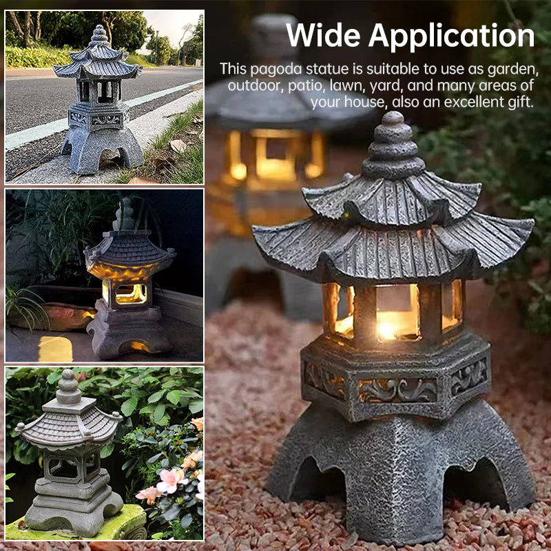 Solar-Powered Zen Garden Decor: Pagoda Lanterns & Statues eprolo