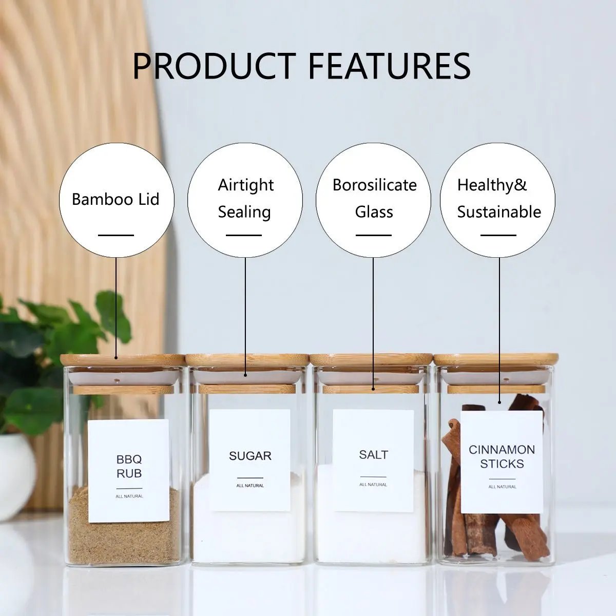 12-Piece Heat-Resistant Glass Spice Jar Set with Stickers - Julia M LifeStyles