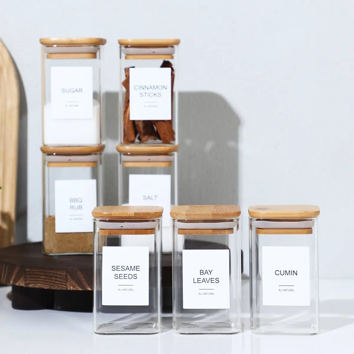 12-Piece Heat-Resistant Glass Spice Jar Set with Stickers - Julia M LifeStyles