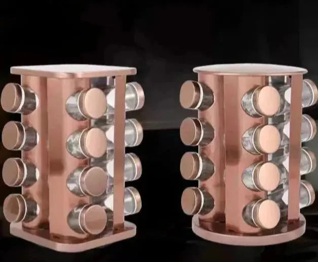 Elegant Rose Gold Stainless Steel & Glass Rotating Seasoning Container - Julia M LifeStyles