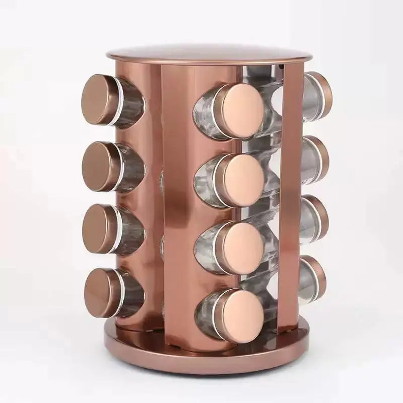 Elegant Rose Gold Stainless Steel & Glass Rotating Seasoning Container - Julia M LifeStyles